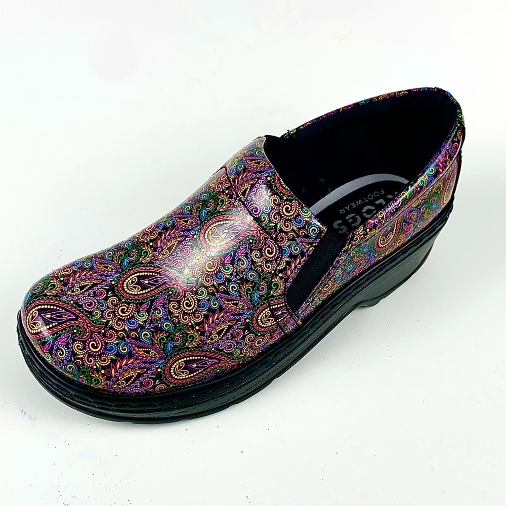 Klogs Womens Paisley Patent Leather Klogs Size 6